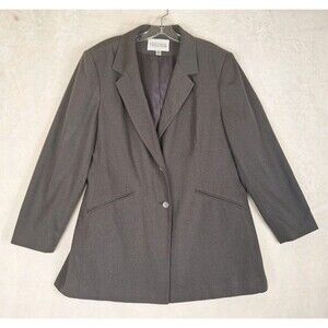 Executive Collection Women's Blazer Jacket Size 16W Black Gray Lined Vtg Texture
